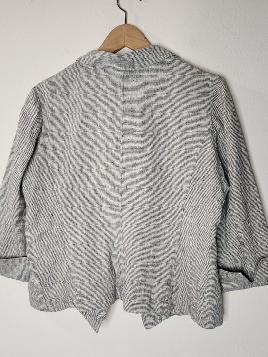 Yuvita Womens Medium Linen Cotton Blazer Gray Striped - Picture 4 of 6